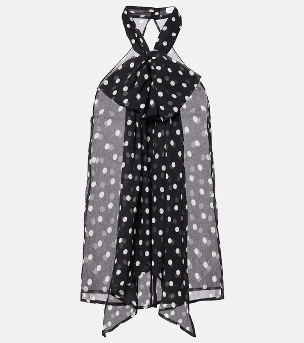  Nina Ricci Nina Ricci Polka-dot Sheer Silk Tank Top 