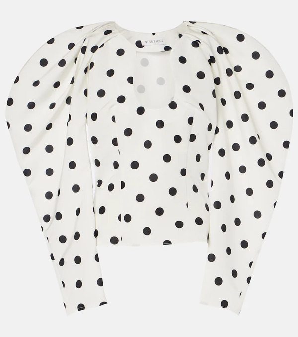  Nina Ricci Nina Ricci Polka-dot Taffeta Top 