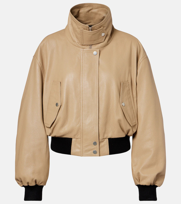  Nour Hammour Nour Hammour Briar Cropped Leather Blouson Jacket 