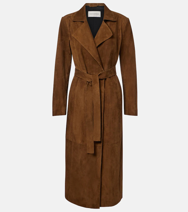  Nour Hammour Nour Hammour Winona Belted Suede Wrap Coat 