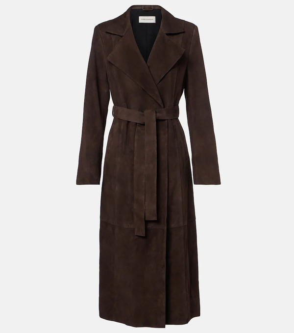  Nour Hammour Nour Hammour Winona Belted Suede Wrap Coat 