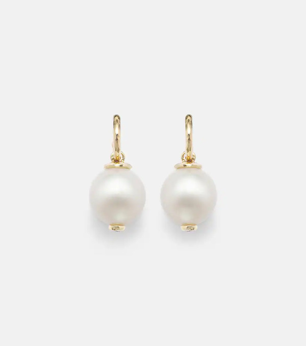  Octavia Elizabeth Octavia Elizabeth 18kt Gold Drop Earrings With Diamonds And Pearls 
