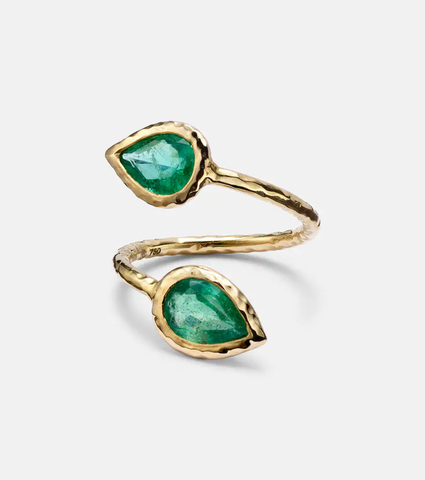  Octavia Elizabeth Octavia Elizabeth Moi And Toi 18kt Gold Ring With Emeralds 