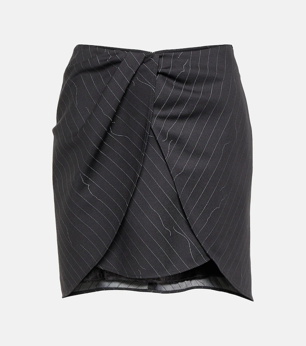  Off-white Off-white Pinstripe Asymmetric Wool Blend Miniskirt 