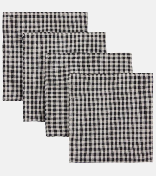 Once Milano Once Milano Set Of 4 Gingham Linen Napkins 