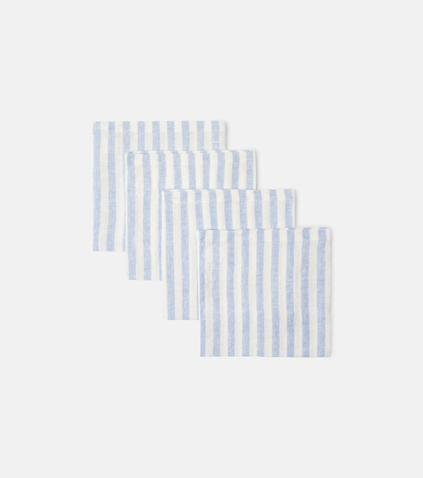  Once Milano Once Milano Set Of 4 Striped Linen Napkins 