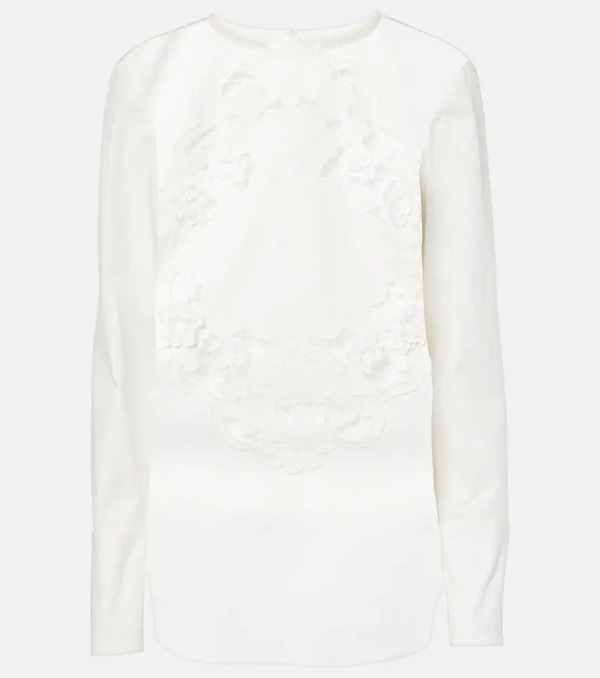  Oscar De La Renta Oscar De La Renta Embroidered Cotton Blouse 