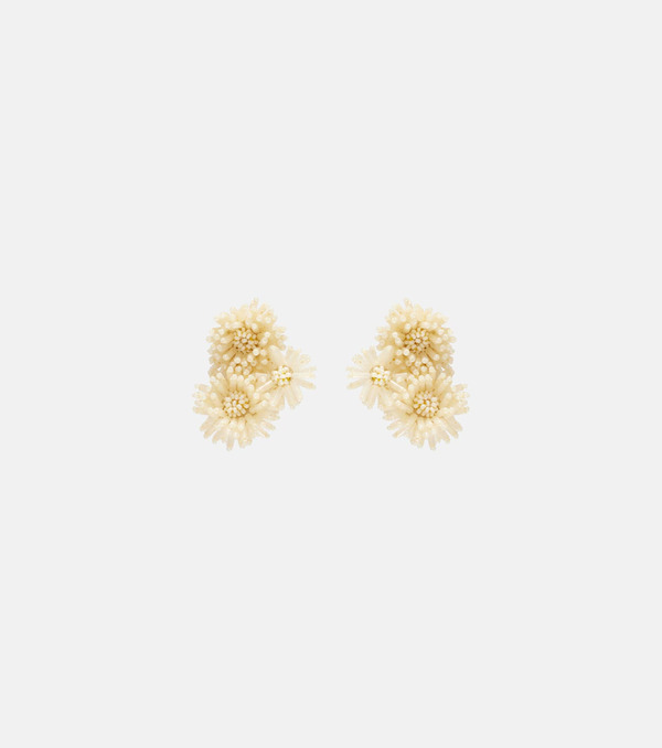  Oscar De La Renta Oscar De La Renta Pompom Beaded Clip-on Earrings 