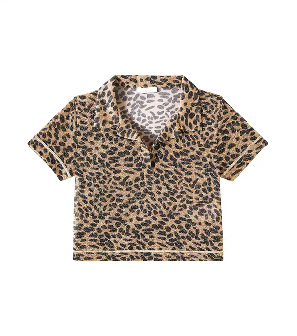  Oseree Kids Osã©ree Kids Lumiã¨re Leopard-print Lamã© Polo Shirt 