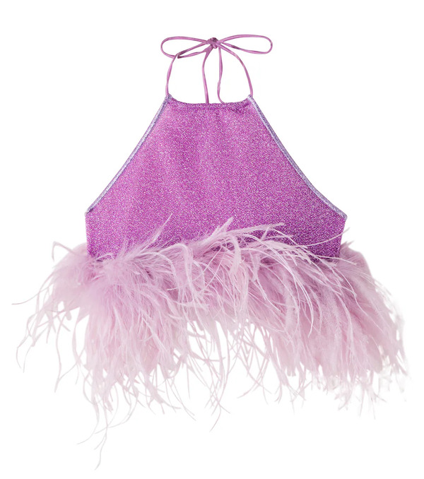  Oseree Kids Osã©ree Kids Lumiã¨re Plumage Feather-trimmed Top 