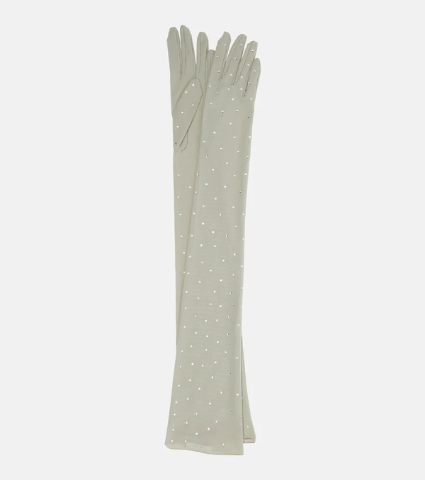  Oseree Osã©ree Crystal-embellished Mesh Gloves 