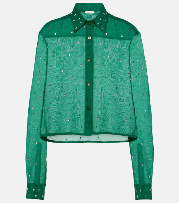  Oseree Osã©ree Gem Crystal-embellished Cotton And Silk Shirt 