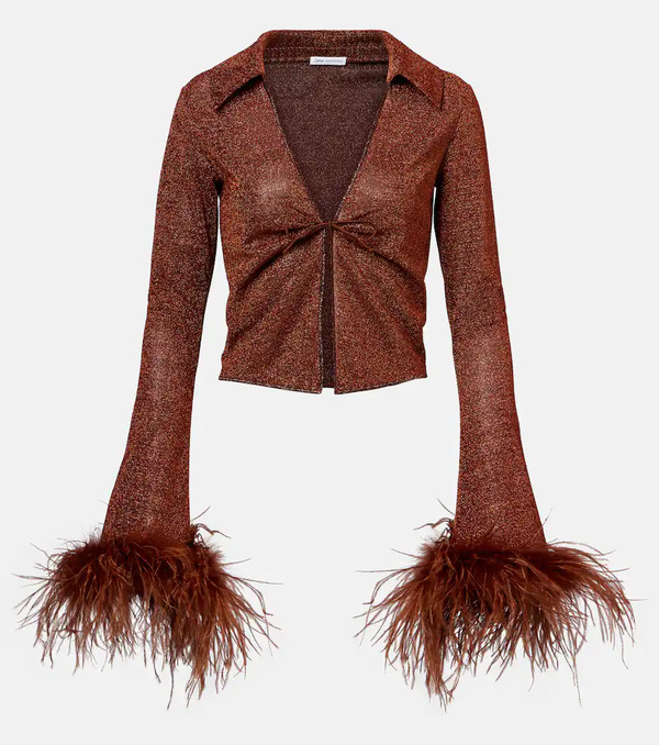  Oseree Osã©ree Lumiã¨re Plumage Feather-trimmed Blouse 