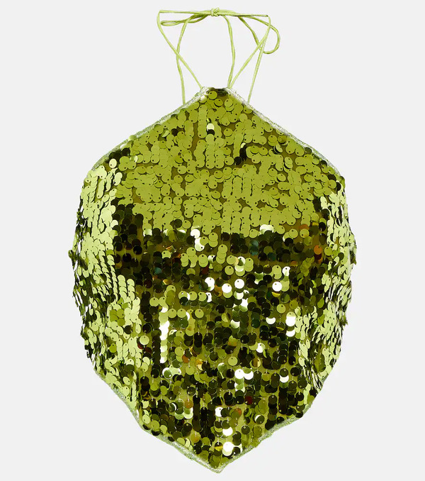  Oseree Osã©ree Sequined Halterneck Crop Top 