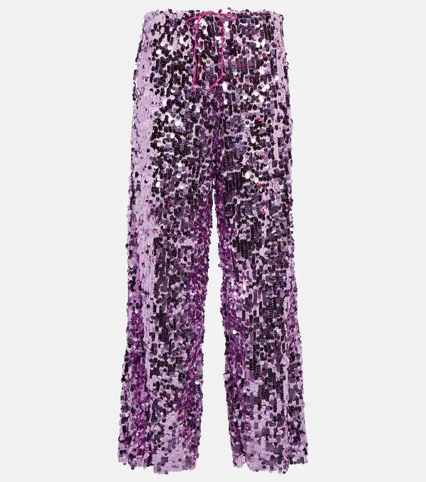  Oseree Osã©ree Sequined High-rise Wide-leg Pants 