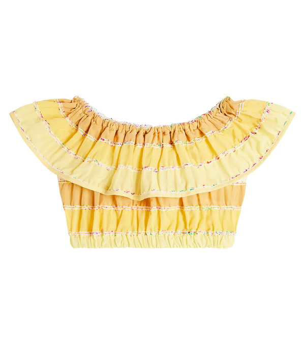  Paade Mode Paade Mode Striped Ruffled Cotton Crop Top 