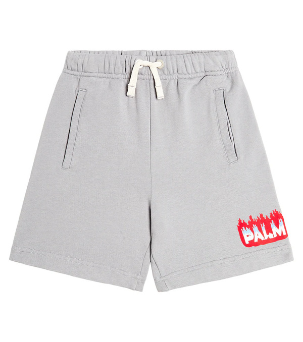 Palm Angels Kids Palm Angels Kids Logo Cotton Jersey Shorts 