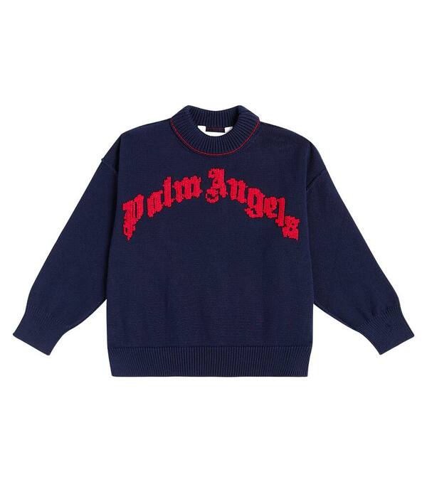  Palm Angels Kids Palm Angels Kids Logo Cotton Sweater 