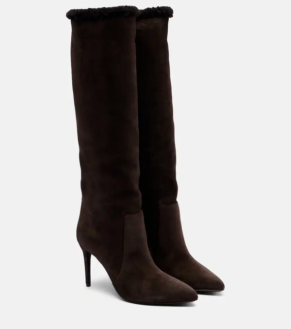  Paris Texas Paris Texas Stiletto 85 Shearling-trimmed Suede Knee-high Boots 