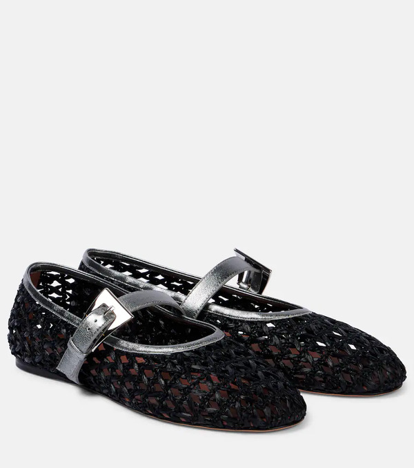  Paris Texas Paris Texas Sveva Buckle-detail Raffia Ballet Flats 