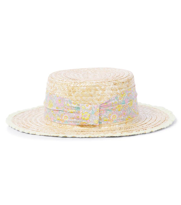  Patachou Patachou Bow-detail Floral Straw Boater Hat 
