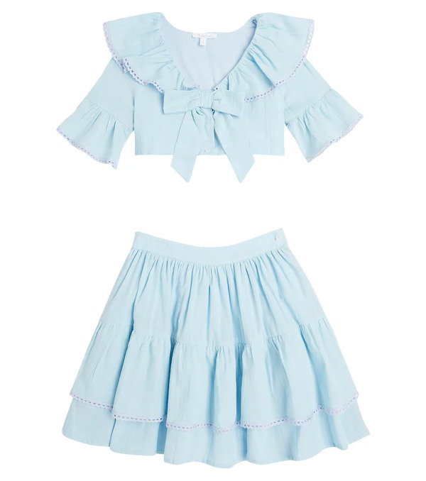  Patachou Patachou Bow-detail Poplin Shirt And Skirt Set 