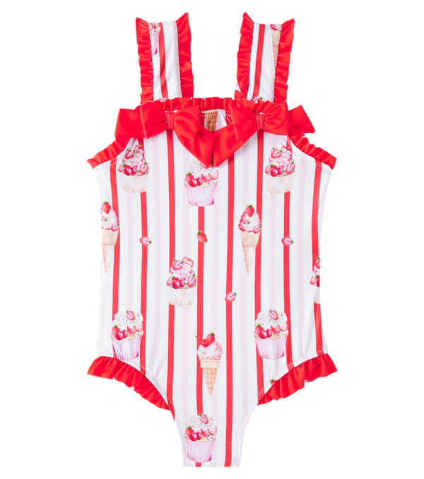  Patachou Patachou Bow-detail Striped Printed Swimsuit 