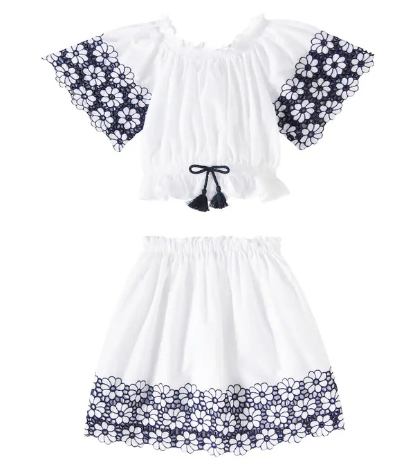  Patachou Patachou Floral Cotton Top And Skirt Set 