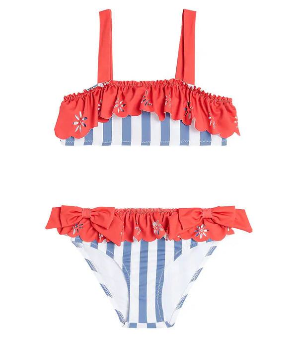  Patachou Patachou Striped Ruffled Bow-detail Bikini 