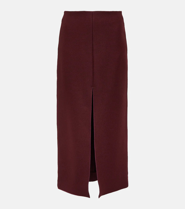  Patou Patou Front-slit Wool-blend Midi Skirt 