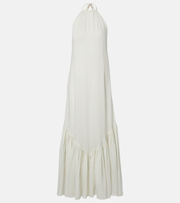  Patou Patou Striped Halterneck Open-back Maxi Dress 