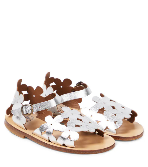  Pepe Pã¨pã¨ Laminato Floral Metallic Leather Sandals 