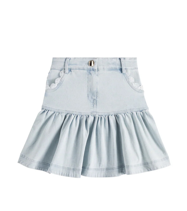  Petite Amalie Petite Amalie Lace-trimmed Denim Skirt 