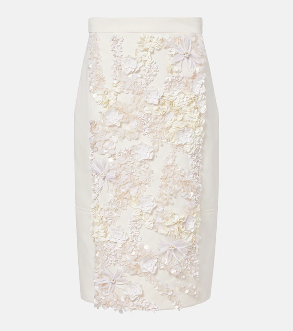  Plan C Plan C Embellished Cotton Drill Midi Skirt 