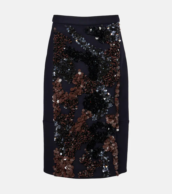  Plan C Plan C Sequined Wool-blend Midi Skirt 