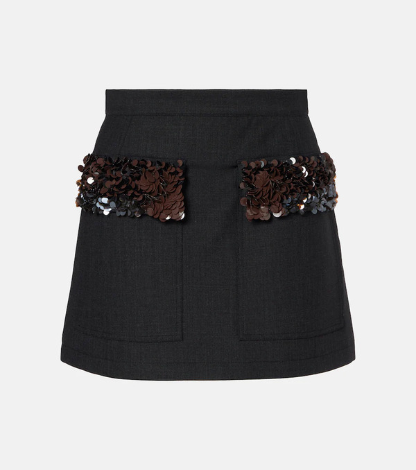  Plan C Plan C Sequined Wool-blend Miniskirt 