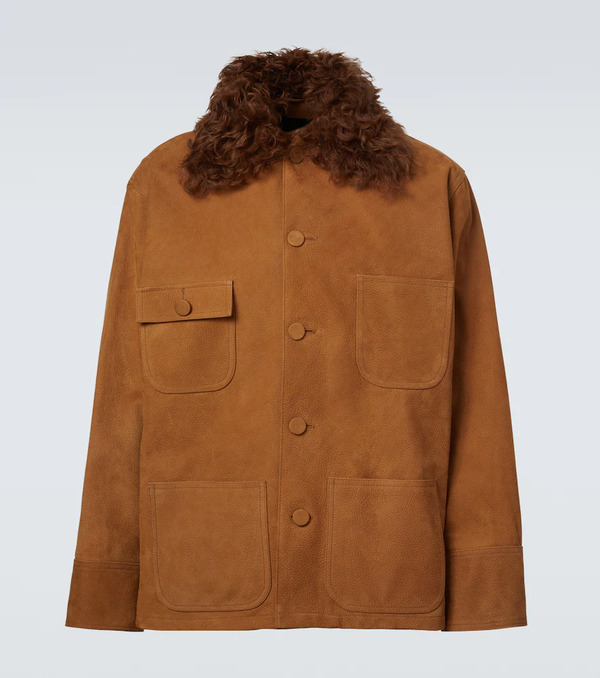  Plan C Plan C Shearling-trimmed Suede Field Jacket 