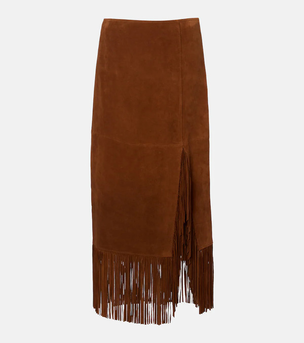  Polo Ralph Lauren Polo Ralph Lauren Fringed Suede Midi Skirt 