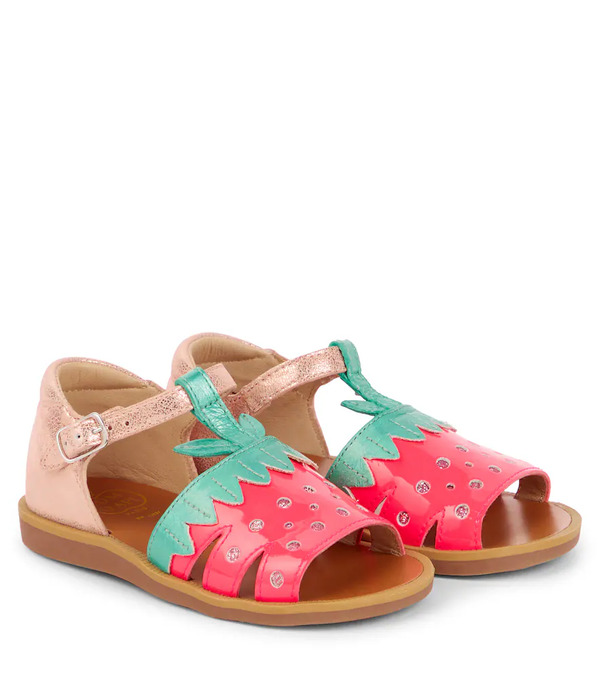  Pom D'api Pom D'api Poppy Berry Embellished Leather Sandals 