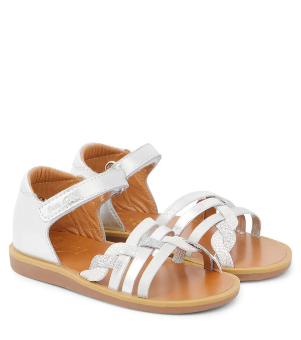  Pom D'api Pom D'api Poppy Tresse Metallic Leather Sandals 