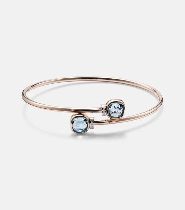  Pomellato Pomellato Nudo 18kt White Gold Bangle With Diamonds And Topaz 