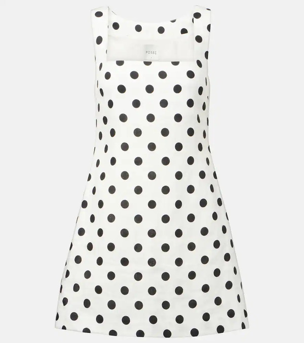  Posse Posse Alice Polka-dot Linen Minidress 