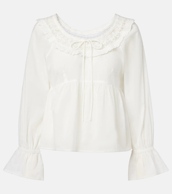  Posse Posse Danielle Lace-trimmed Cotton Blouse 