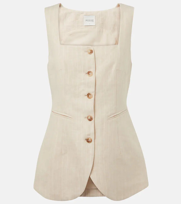 Posse Posse Lucille Pinstripe Linen Vest 