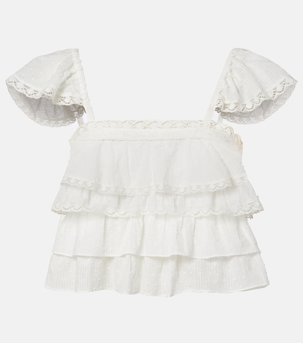  Poupette St Barth Poupette St Barth Anya Ruffled Cotton Top 