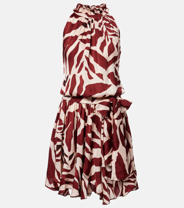  Poupette St Barth Poupette St Barth Bianca Printed Halterneck Satin Minidress 