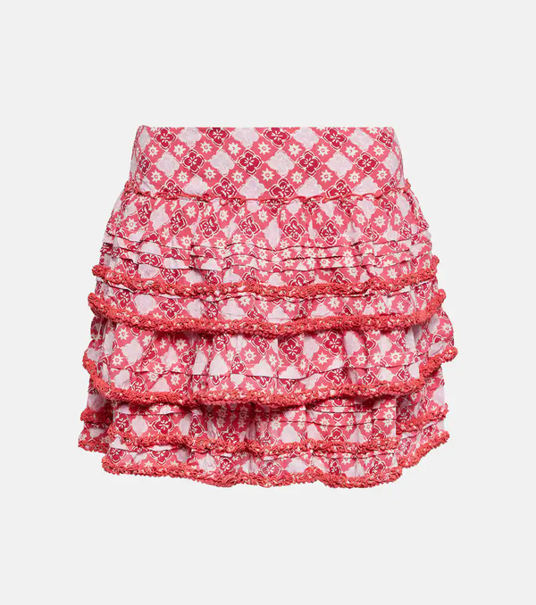 Poupette St Barth Poupette St Barth Bibi Printed Tiered Miniskirt 