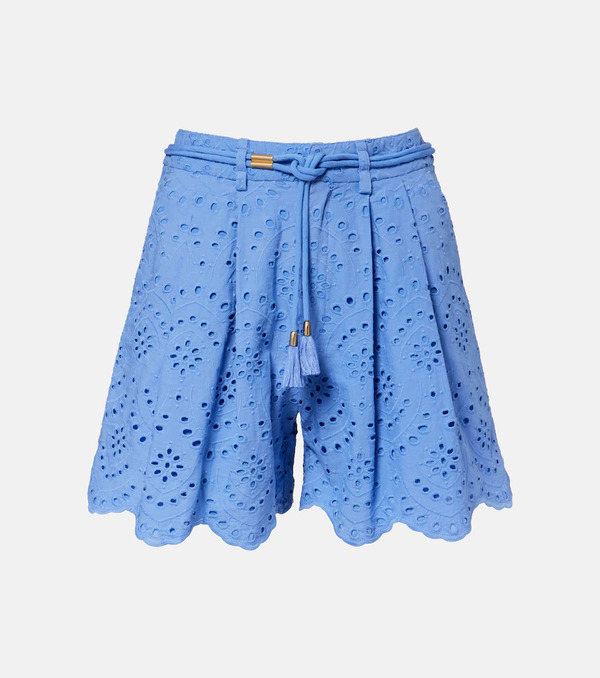 Poupette St Barth Poupette St Barth Broderie Anglaise Cotton Shorts 