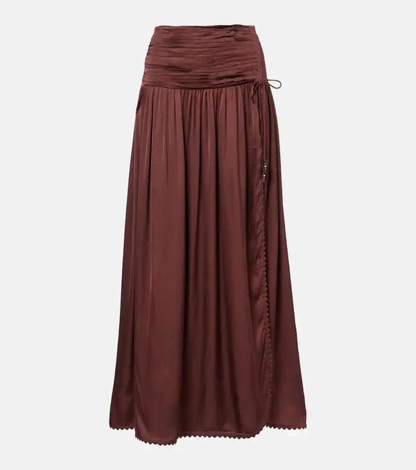  Poupette St Barth Poupette St Barth Carla Pleated Satin Maxi Skirt 