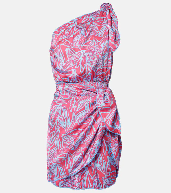  Poupette St Barth Poupette St Barth Celie Printed Gathered One-shoulder Minidress 